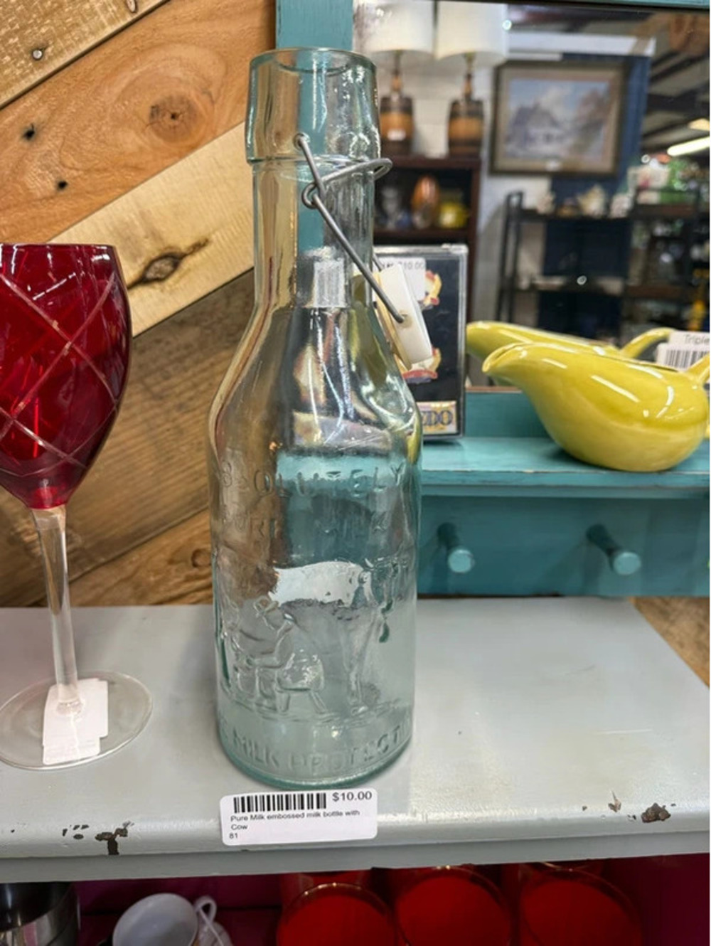 Vintage Pure Milk Bottle with lid